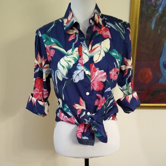 Hinson Wu Tops - Hinson Wu Hawaiian floral long sleeve blouse, Sz 8